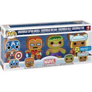 Buy Funko Pop! #PACK Gingerbread Captain America, Iron Man, Hulk & Thor (Glow in the Dark)