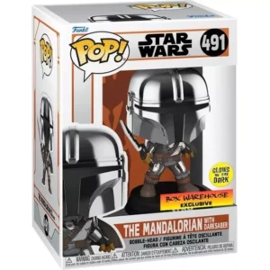 Buy Funko Pop! #491 The Mandalorian with Dark Saber (Glow in the Dark & Metallic)