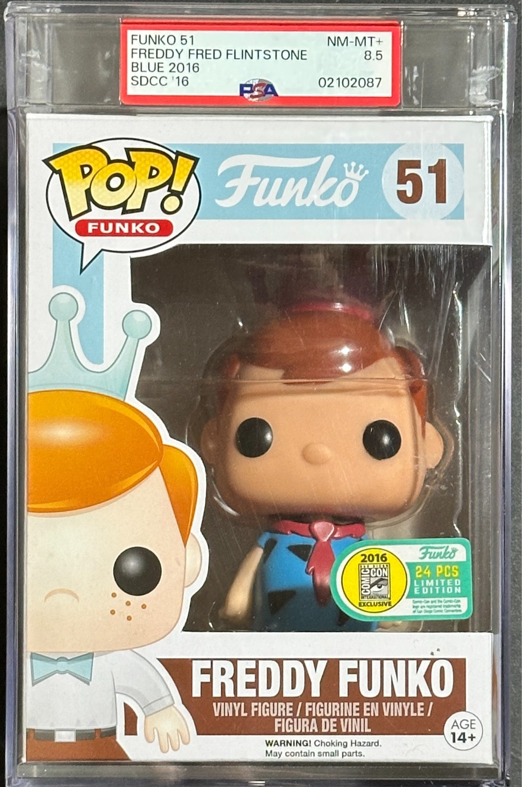 Sale Funko Pop! Freddy Funko Fred Flinstone Blue 51 Le 24 Pieces Sdcc 2016 Psa 8.5